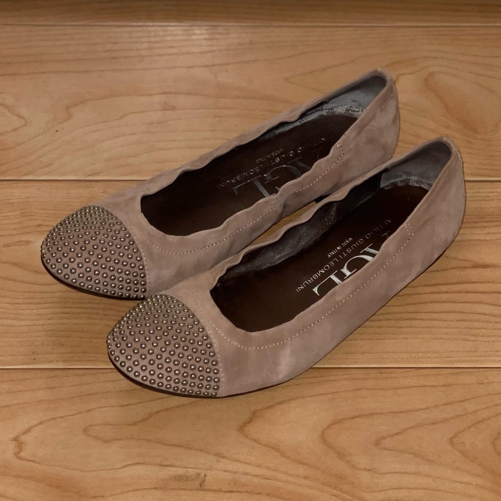 AGL Blakely Taupe Studded Flats 38